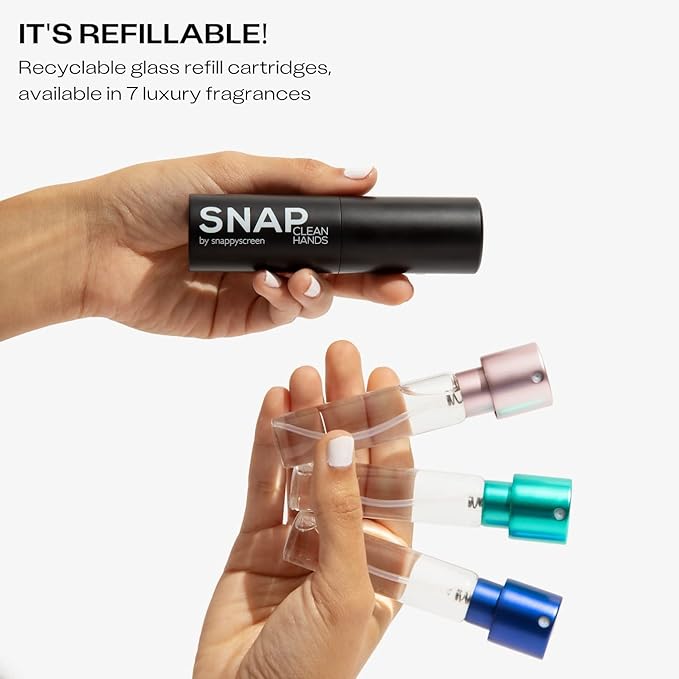 SNAP Wellness Clean Hands Applicator Refill Cartridge Set (Pack of 3) - On the Go Hand Sanitizer (Fall Collection - Fifth Avenue Elegance Fireside Serenity Alpine Ski Chalet)
