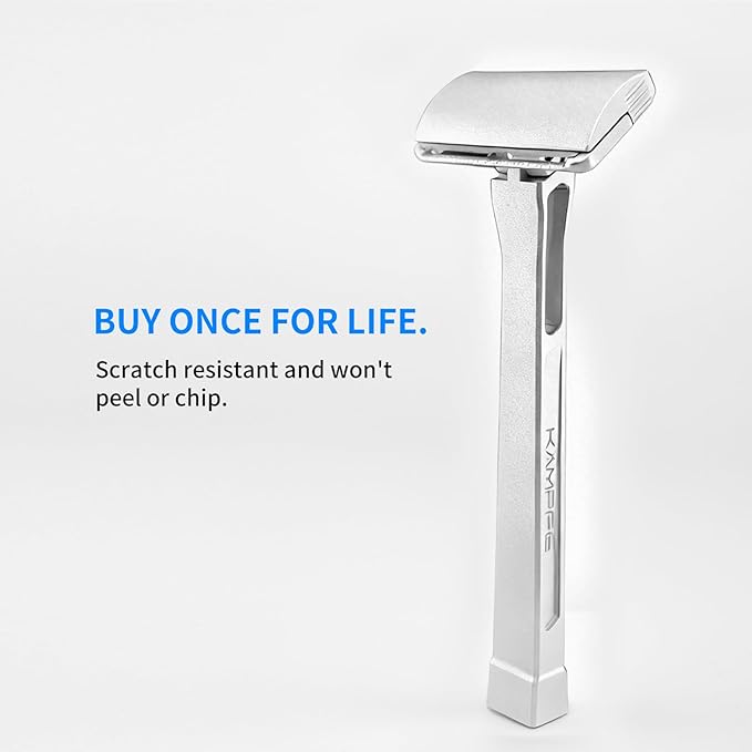 KAMPFE Upgraded Version Safety Razor Made of 6061 Aluminum Alloy Material Comfortable shavingGEM Single Sided Safetyshaver Shaver Handle for Men with Suction Cup Holder and Safety Razor Blades