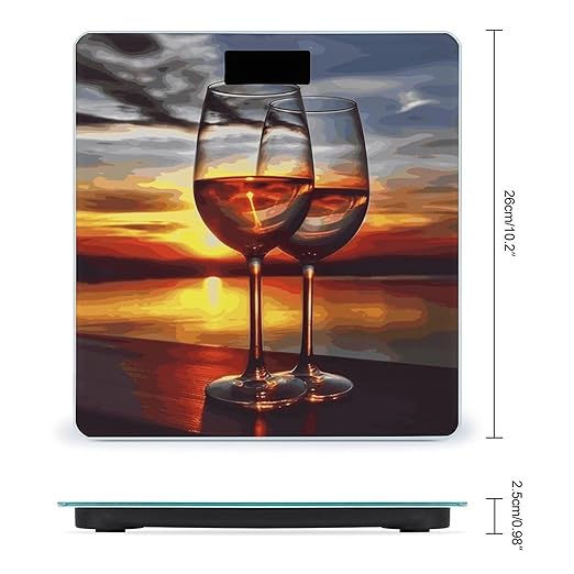 Sunset Wine Glass Weight Scale Digital Electronic Scales Bathroom Scale Larg LCD Backlight Display High Precisio MeasurementsTempered Glass