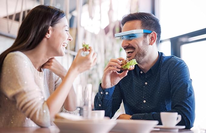Light Therapy Glasses Blue-White UV-Free Light Therapy Lamp Portable Daylight Lamp Wearable Sunlight Lamp Boost Energy Relief for Sleep Problems Jet Lag Equivalent to 10000 Lux