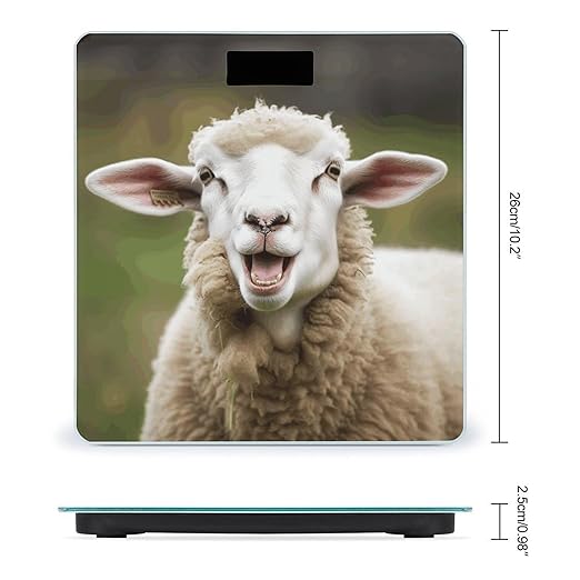 Funny Naughty Sheep Tongue Cute Animal Bathroom Scale for Body Weight Bathroom Digital Electronic Weighing Scale with Back Lit LED Display Sturdy Tempered Glass Weight Watchers Scales 400lb