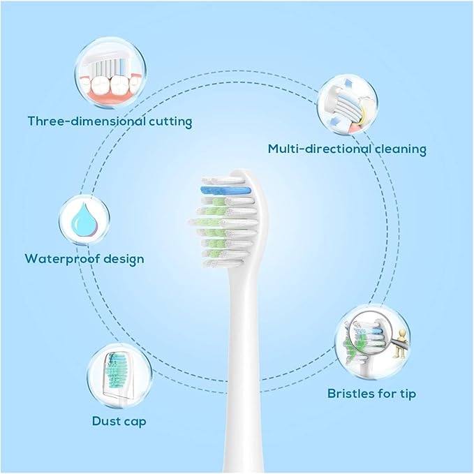 16pcs Toothbrush Heads Replacement Brush Compatible for Easy Clean(16pcs Black)