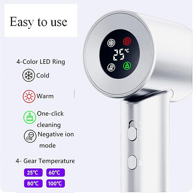 Hair Dryer Blow Dryer with Diffuser with 110000 RPM Motor Professional High-Speed Blow Dryer for Fast Drying Low Noise Ionic Hair Dryer 4 Temps &amp 2 Speeds for Home Salon White