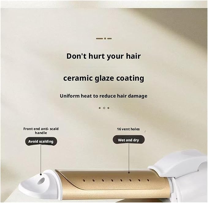 Electric Curling Iron Straightener Fluffy Wand(Straightandrolldualpurposepink)