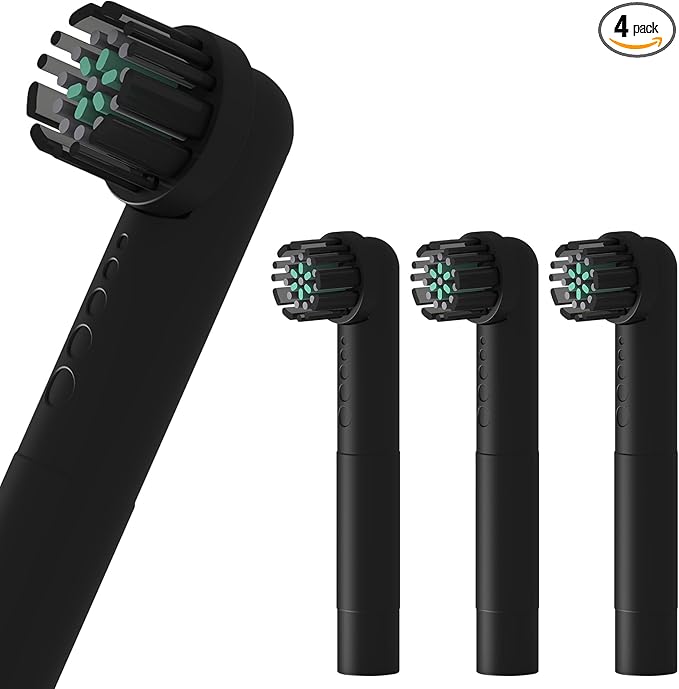 Toothbrush Replacement Heads Compatible with Quip 360 Oscillating Electric Toothbrush Soft Bristles Brush Heads Black Pack of 4