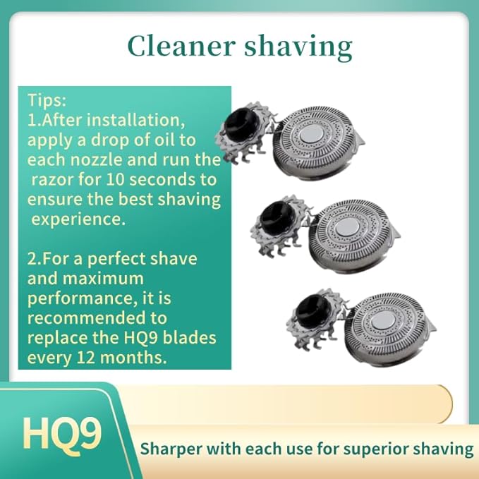 Hq9 8240XL Electric Razors Blades Replacement Fit for Norelco Durable Shaver Blades for norelco 8140XL 8150XL 8160XL 8170Xl 8171XL 8175XL 8250XL 8251XL Cutter Blades for Smooth Shaving-9Pcs