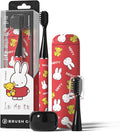 Miffy i4 Slim Sonic Electric Toothbrush Ultra Slim Thin Rechargeable Ultrasonic Smart Tooth Brush Free Petite Travel Case &amp Ceramic Holder Dock for Travel &amp Home IPX7 Waterproof (red)