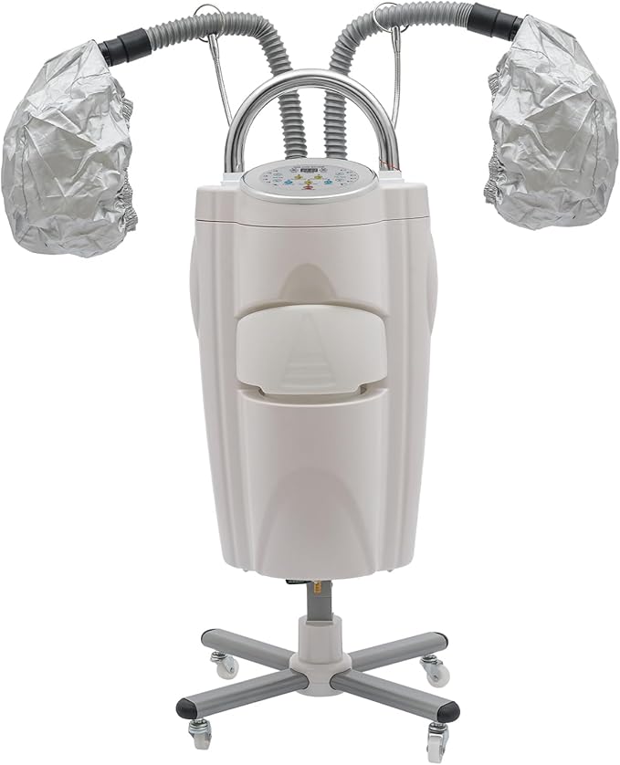 Hair Steamer Ozone Micro Mist 700W Temp &amp Timer Adjustable Treatment Perming Machine with 4 Wheels Ideal for Home Salon Use White