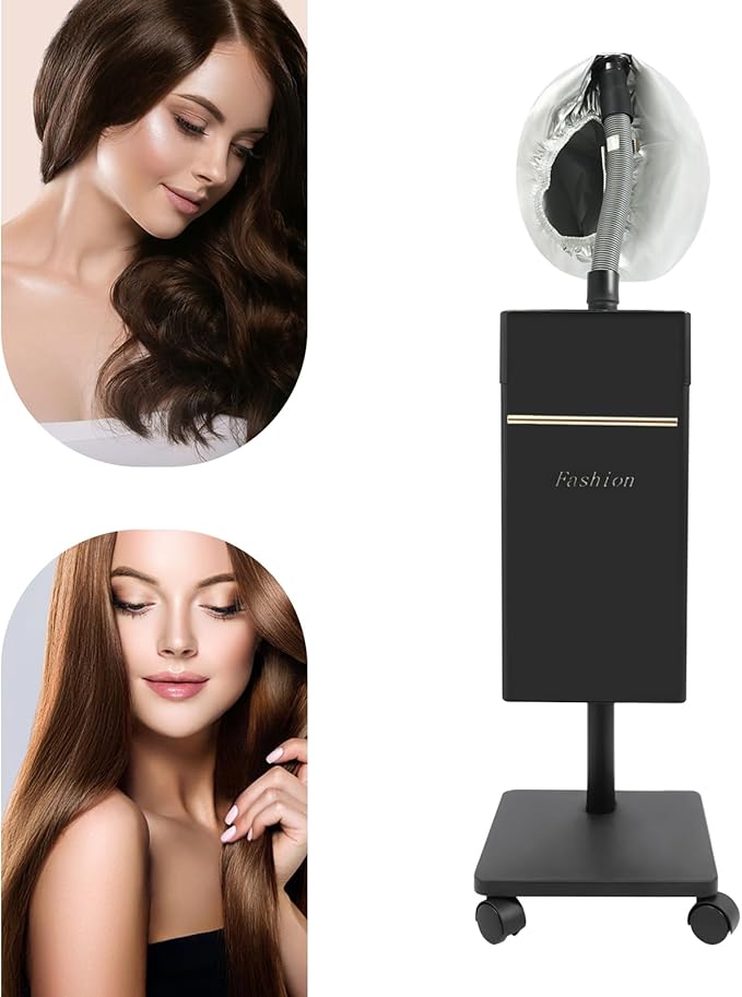 Nano Hair Steamer Micro Mist Salon Hair Processor with 4 WheelsStanding Hooded Hair Steamer Professional Hair Steaming Machine Color Processor Beauty Salon SPA Scalp Care Equipment (Black)
