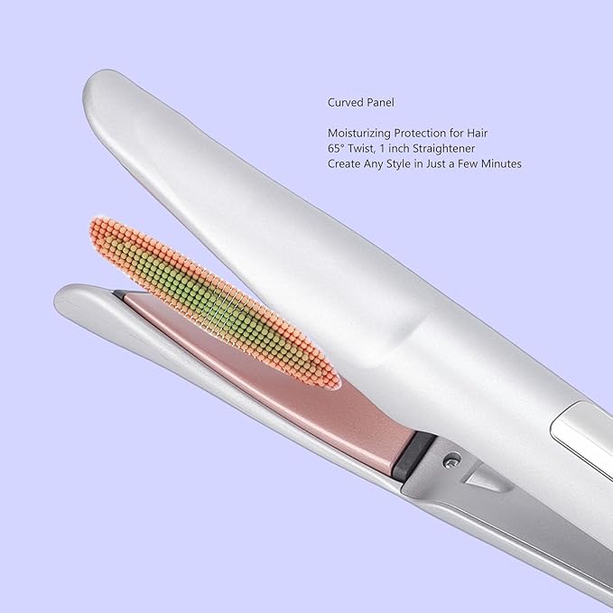 ZJchao Twist Flat Iron Hair Straightener and Curling Iron Professional 2 in 1 with LED Display 11 Temp Settings 360 Swivel Cord for Women Men All Hair Types ABS Material (US Plug)