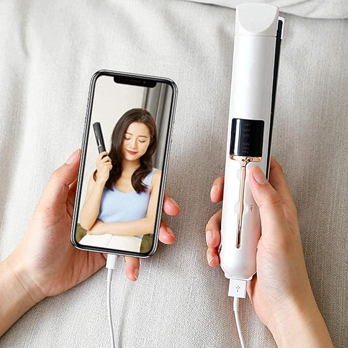 Curl Bar Wireless Curling Clip Rechargeable USB Reel Reel Curling Machine with Led Display Temperature Curling Bar Suzuki Ceramic Curling Iron 30s HEA