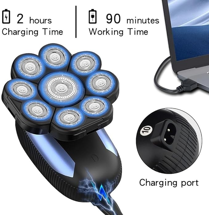Electric Shavers for Bald Men 6 in 1 Ipx7 Waterproof Electric Shaver Shaver for Men Beard Hair Trimmer Rechargeable Bald Shaver Grooming Kit