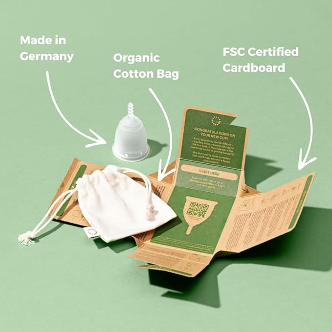 Menstrual Cup by AllMatters - Size A - Superior to Pads &amp Tampons - Voted Best Menstrual Cup by Reviewed - Made in Germany - Soft and Flexible