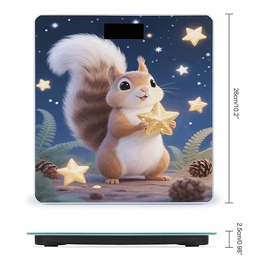 Cute Squirrel Star Weight Scale Cute Bathroom Scale for Body Highly Accurate Digital Weighing Machine for People Compact LCD Display Scales with Sturdy Toughened Glass Scales
