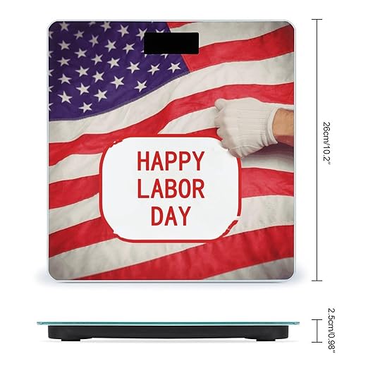 Happy Labor Day Bathroom Scale Large LCD Backlight Display Digital Scale Rounded Corners Body Scales Automatic Power On/Off Bathroom Scales for Home Bedrooms