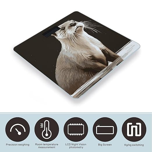 Otter Bathroom Scale Large LCD Backlight Display Digital Scale Rounded Corners Body Scales Automatic Power On/Off Bathroom Scales for Home Bedrooms