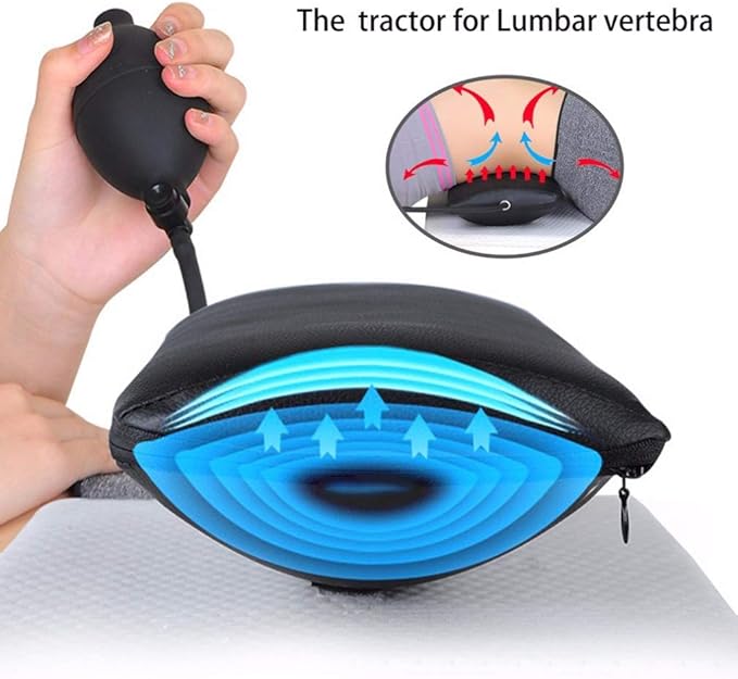 ELQ Manual Inflatable Spine Pain Relief Back Wrist Massage Cushion Lumbar Traction Stretching Device Waist Spine Relax