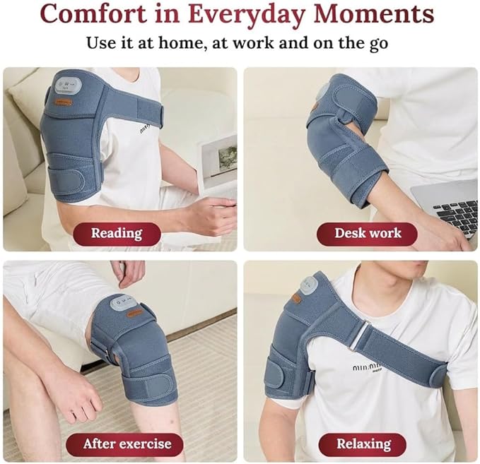 Red Light Therapy Wrap with Heat and Vibration 660nm Red Plus 850nm and 940nm Near Infrared Cordless 5000mAh Controller 30‑Min Auto‑Off for Knee Elbow Shoulder (Space Gray-1-PACK)