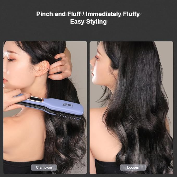 JINRI Volumizing Hair Iron Pumped-Up Volume Adjustable Temp 360 ° Tail Rotation Lasting Hair Volume for Short Or Thin Hair Dual Voltage（100-240V） Purple