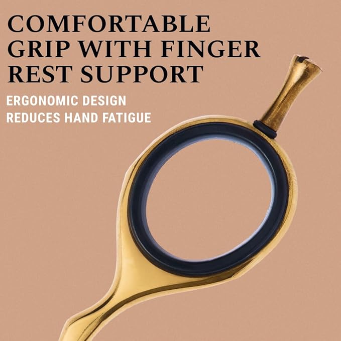Ontaki Beard &amp Mustache Scissors for Men - 5.5 Japanese Steel Gold Brass - Sharp Blades Ergonomic Finger Rest &amp Adjustable Tension Screw for Perfect Hair Trimming - Beard Scissors