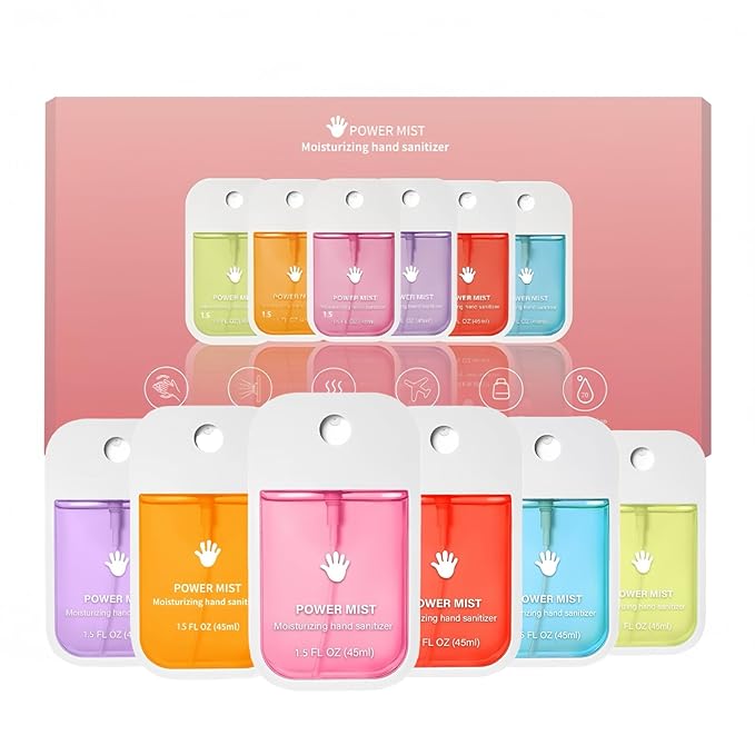 6PCS Hand Sanitizer Spray Pocket Power Mist Hydrating Hand Sanitizers Spray Travel Size Portable Hand Sanitizer Multi-Flavor for Adults and Kids