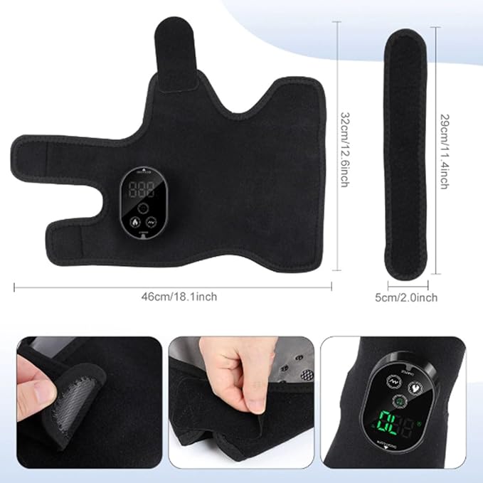 Ankle Massager3-in-1 Wearable Hot &amp Vibration Massager for Feet Ankles and Arms | Reusable Heating Pad Brace for Home Recovery (Black)