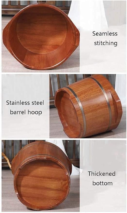 Foot Tub Wooden Foot Basin Household Gift Foot Soaker TubWooden Foot SoakWooden Foot BasinSolid Wood Foot Tub Pedicure Bowl Spa Massage Pedicure Barrels Household Foot Bath Barrel Household Items D