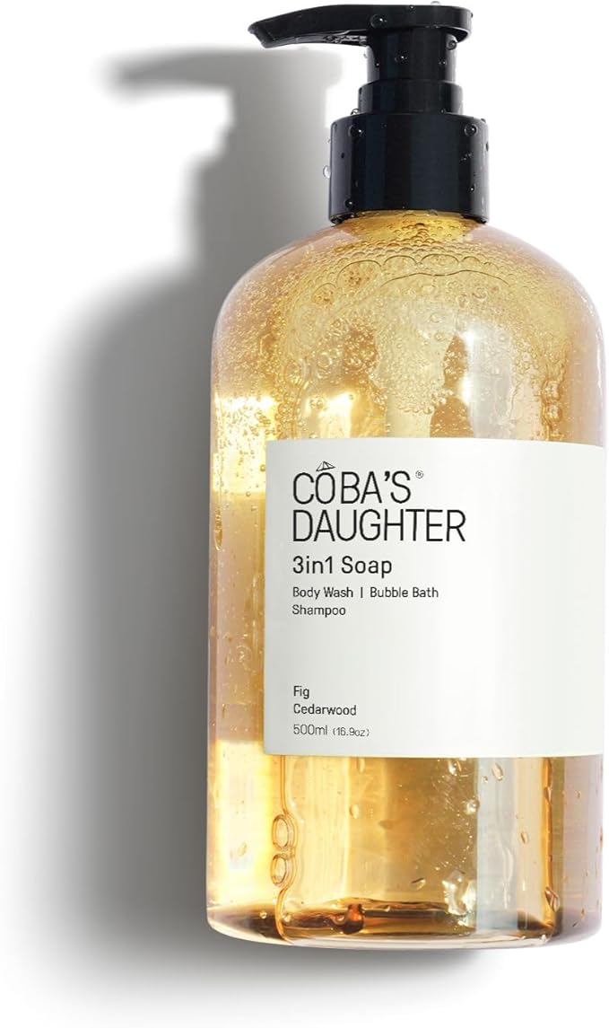 COBA'S DAUGHTER 3in1 Soap | Bubble Bath Body Wash &amp Hand Wash | Aromatherapy-Infused with Fig &amp Cedarwood | Inulin &amp Seaweed Extract for Exfoliated Balanced &amp Nourished Skin (16.9 Oz
