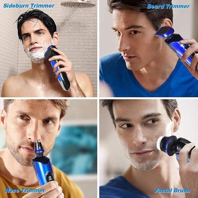 Electric Razor for Men Electric Face Shavers Rechargeable Shaving Men's Razors 4 in 1 Rotary Shavers Beard Nose Trimmer USB Charging
