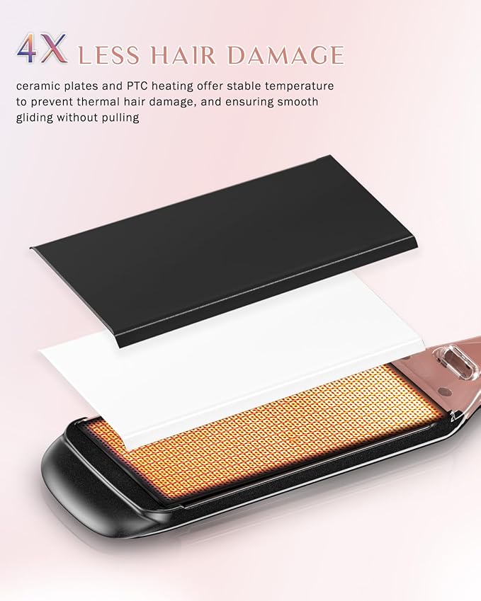 DORISILK 500 Degree High Temp Professional Hair Straightenr  Ceramic Wide Flat Iron 2 in 1 Hair Straightener and CurlerPlasma Flat Iron Get Frizz-Free and Shiny