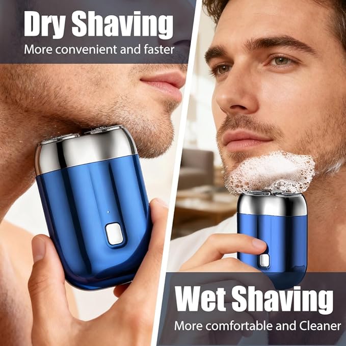 Electric Mini Portable Razor 2026 New 2 in 1 Model Mini Dual-Head Electric Shaver Rechargeable Waterproof Compact Electric Shaver for Men (Silver)