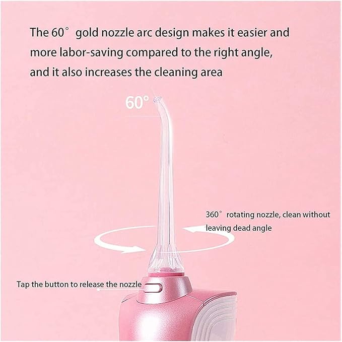 Water Flosser Cordless Teeth Cleaner Portable Dental Oral Irrigator 3 Modes 150ML Water Tank IPX7 Waterproof USB Rechargeable Water Flossing for Braces Home Travel (Pink)
