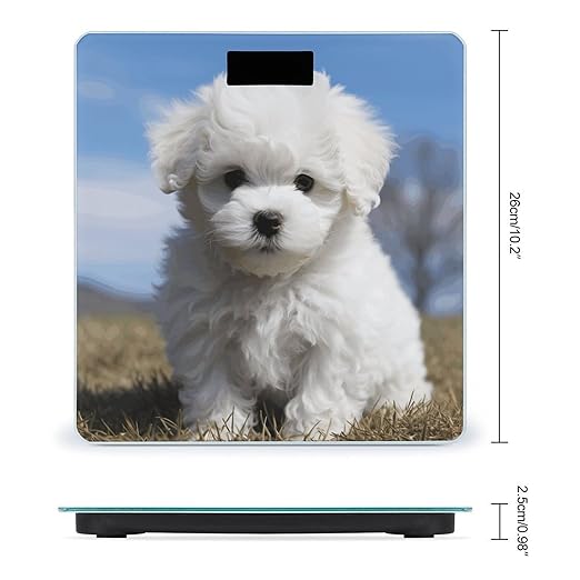 Bichon Frise Dog Scale for Body Weight High Precision Digital Weight Scales with LCD Display Anti-Slip Sturdy Slim Tempered Glass Bathroom Scale for Home Use