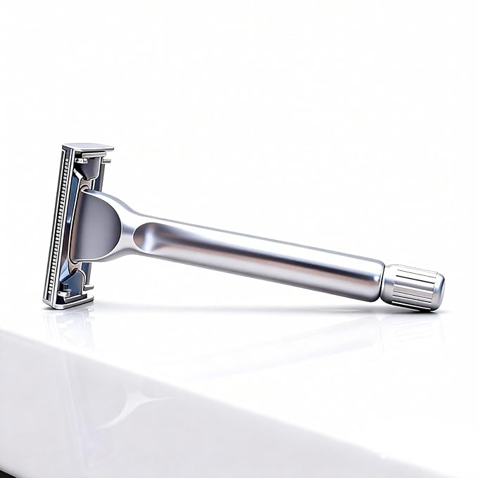 Butterfly Open Double Edge Safety Razor for Men + 10 Stainless Steel BladesBarber Grade Vintage Shaving Machine Smooth Reusable Eco-Friendly