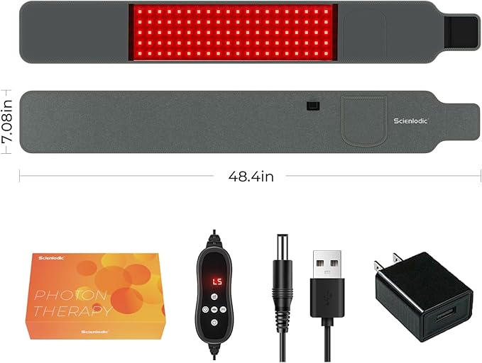Scienlodic Red Light Therapy Belt Infrared Light Therapy for Body Timer for Relaxing Muscle (Black Grey)