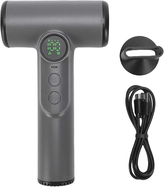 Dpofirs 200W Cordless Hair Dryer | 15600mAh USB C Rechargeable 5 Speed ABS for Travel Dorm Camping Portable Blow Dryer with Nozzle