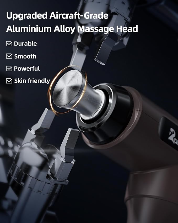 Deep Tissue Percussion Massage Gun for Muscle Pain Relief Electric Back Massager with High-Powered Brushless Motor 60lbs Stall Force for Professional AthletesPortable for Home Gym TravelGreyF1