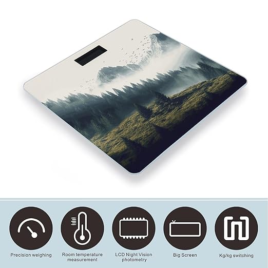 Landscape Mountain Smart Scale for Body Weight Accurate Bathroom Scale with LED Display Digital Weight Scales Weighing Machine High Precision Scales for Bath Home
