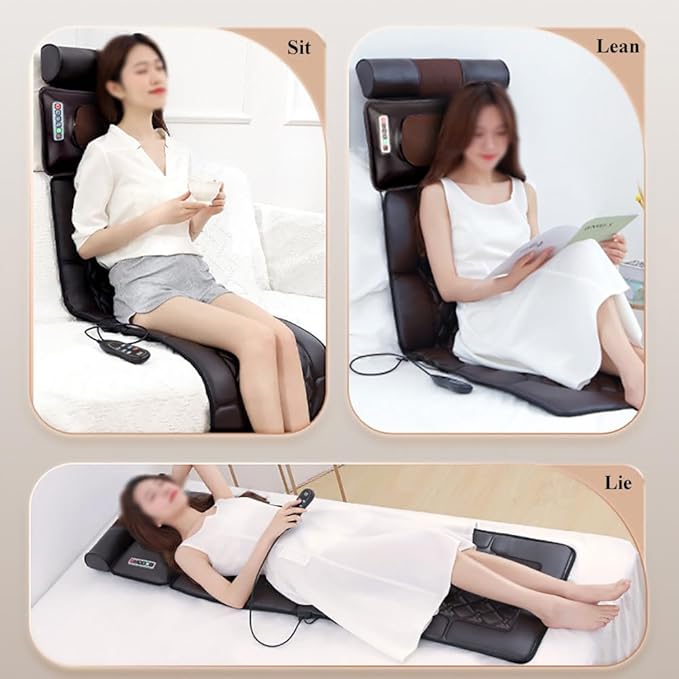 Smart Back Massager With Hot Compress FunctionTo Release Stress And Fatigue10 Vibration Massage Nodes And Chinese Medicine Stretching Round PillowChair Seat Massager For HomeBrown