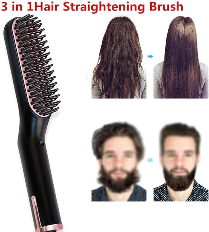 Hair Straightener Smoothing Brush Ceramic Heating Comb Men Beard Straightener Electric Hair Brush Comb Hair Straightening Iron