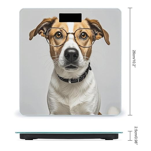Dog with Glasses Digital Bathroom Scale for Body Weight Weighing Scale with Backlit LCD Display High Precision Measurements &amp Measures Weight Up to 180kg