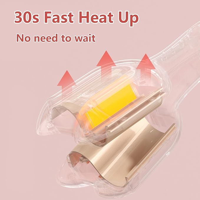 32mm Hair Waving Iron 2 Barrels Hair Wave Curling Iron with Four Temperature Control Ceramic Hair Curler Crimper Pink