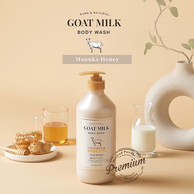Premium Goat Milk Body Wash Manuka Honey For Smooth Skin Moisturizing PH Balancing Body Cleanser with Probiotics Honey Herb Pure Complex 27 Fl Oz Pack Of 2