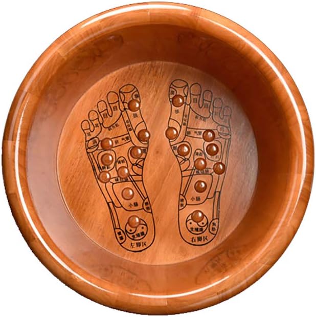 Katzowen Foot Soak Massage Foot Bath Barrel Household Wooden Foot Wash Barrel Oak Foot Bath Tub Covered Wooden Foot Wash Basin Foot Spa Household Wash Ba
