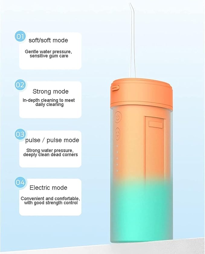 Portable Oral Irrigator Deep Cleans and Whitens Teeth Waterproof Water Flosser Rechargeable for Travel Use(Blue)