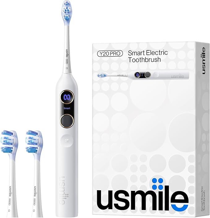 usmile Y20PRO Electric Toothbrush AI-Powered Smart Toothbrush with AM/PM Auto Mode 4 Brushing Modes 90-Day Battery App Control Real-Time 3D Map 2 Brush Heads Included