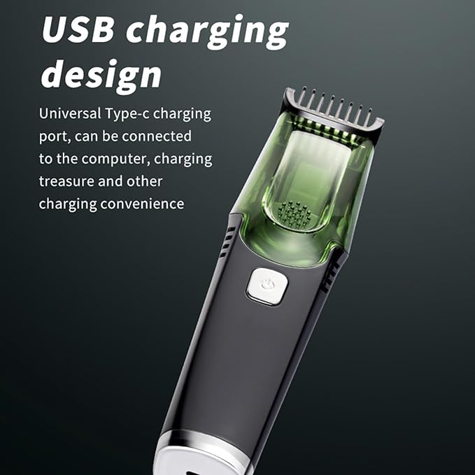 Vacuum Beard Trimmer for Men | IPX6 Waterproof Clipper Precision Beard Shaver Rechargeable Grooming Tool | 2 Adjustable Combs Portable Lightweight Design Quiet | Mustache Sideburns Facia