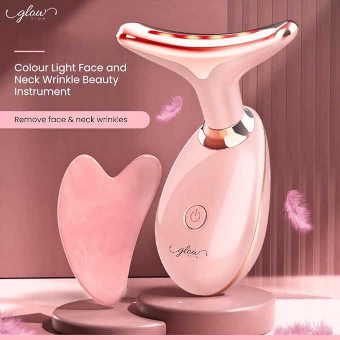 Red-Light-Therapy-for-Face and Neck with 7 Color Facial Massager for Face and Neck (Pink)