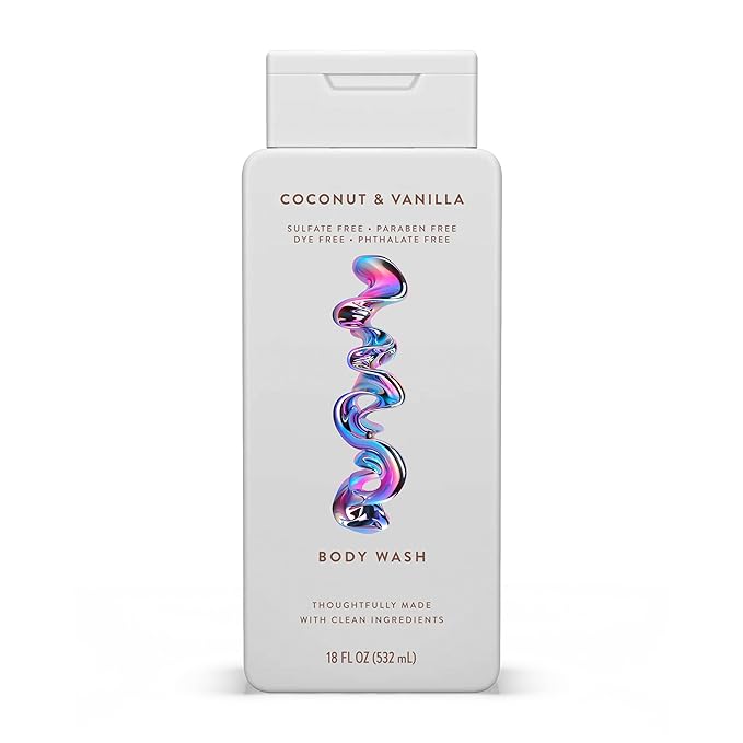 Hydrating Body Wash - Coconut &amp Vanilla Scent - Sulfate-Free Paraben-Free Moisturizing Cleanser for All Skin Types - 18 fl oz Bottle
