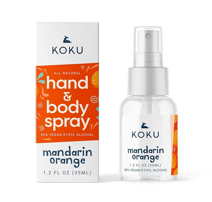 KOKU Citrus Hand &amp Body Spray Set of 3 Scents | Lemon-Lime-Mandarin Orange | 24 x 1.2 fl oz | Family Pack